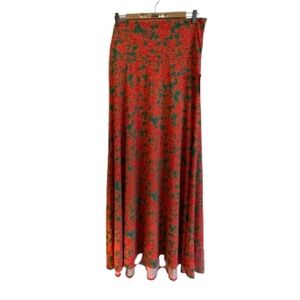 LuLaRoe Red Floral Maxi Skirt with Green Accents - Size L